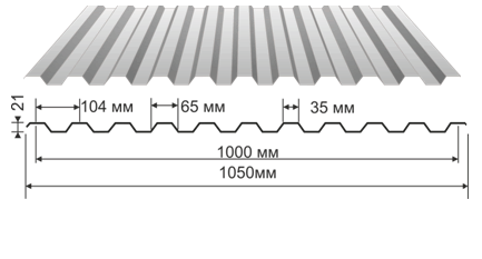 Профнастил С-21 1050x3000 купить недорого в Москве