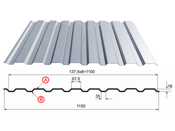 Профнастил С-20 x1100x2000 эконом купить недорого в Москве