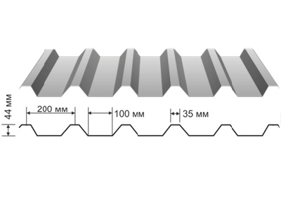 Профнастил НС-44 0.5x1000x6000 купить недорого в Москве