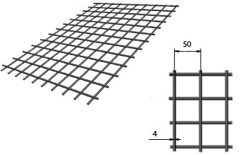 Сетка сварная (дорожная) в картах 50х50х4мм 1х2м купить недорого в Москве